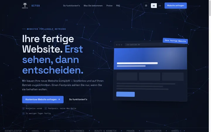Mihikopoa Sites – Startseite: Ihre fertige Website