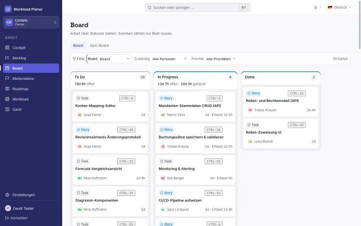 Workload Planner – Board (Kanban)