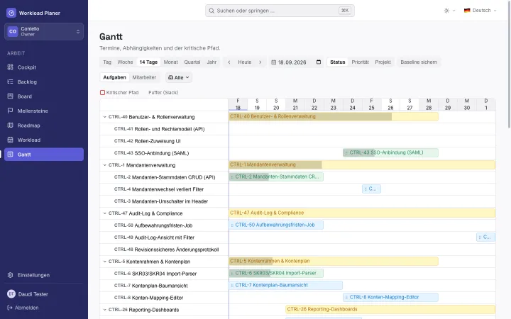 Workload Planner – Terminplanung mit Abhängigkeiten